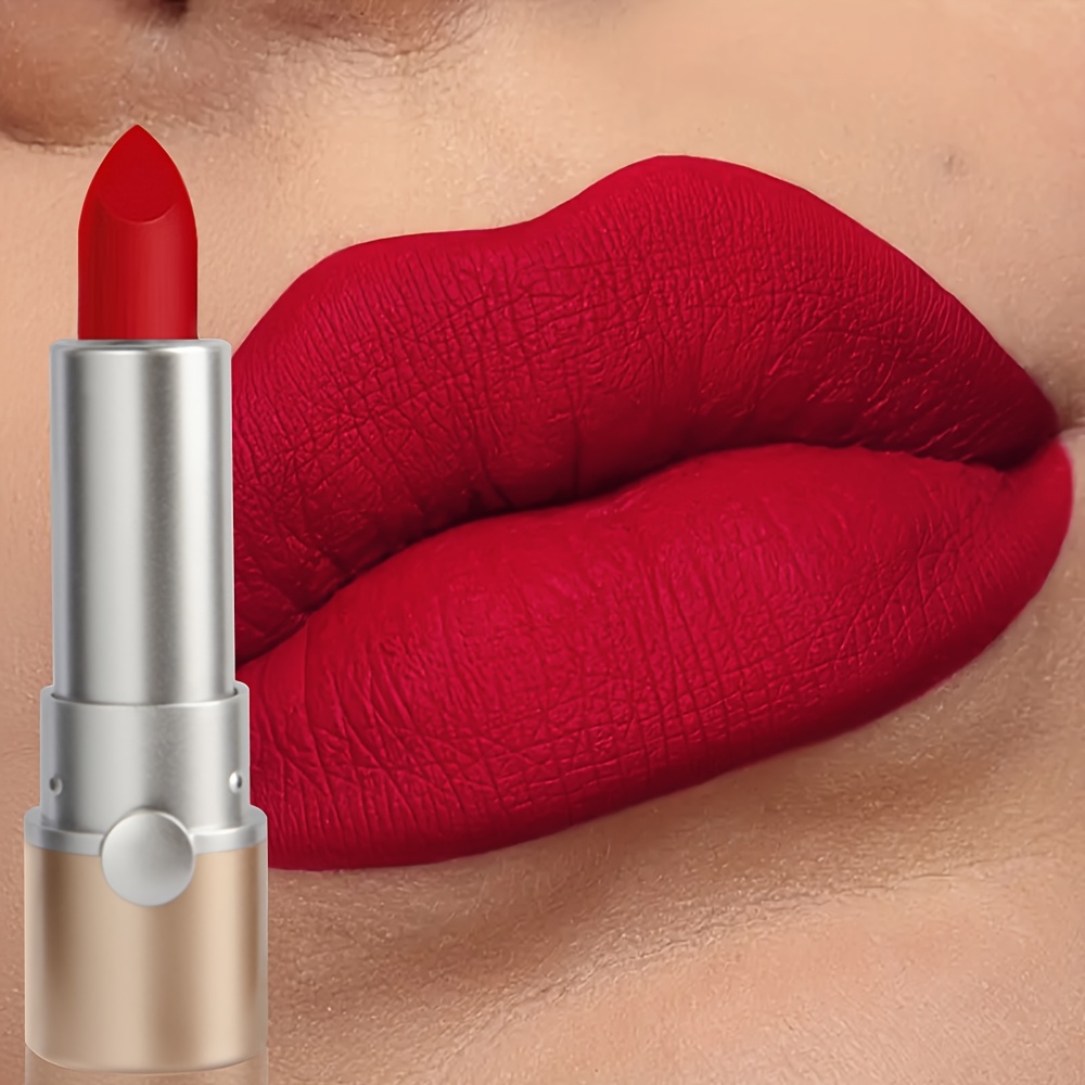 Image of Red Shiny Lipstick, Velvet Matte, High, Moisturizing And Long-lasting, Suitable For Parties, Halloween [valentine's Day Gift][holiday Gifts][carnival]