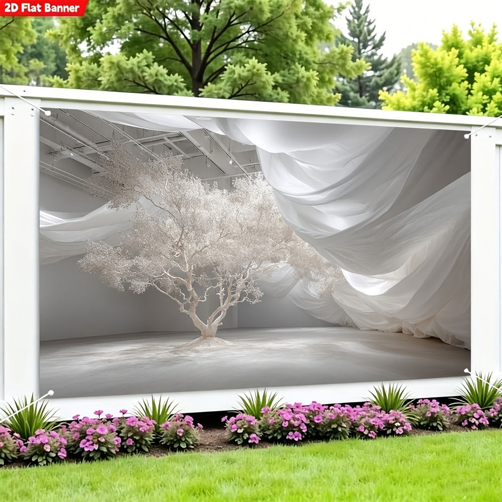 Neutral Minimalist Tree White Backdrop for Weddings
