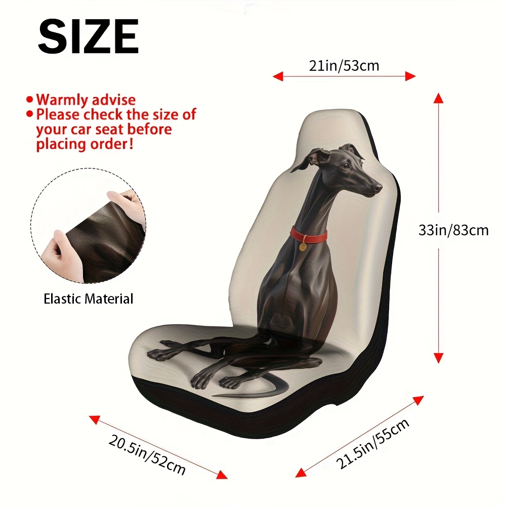 TEMU 2 piezas, Fundas para Asientos Delanteros con Estampado de de Galgo Estilo , Mantienen al Conductor en los Desplazamientos Diarios, Regalo para