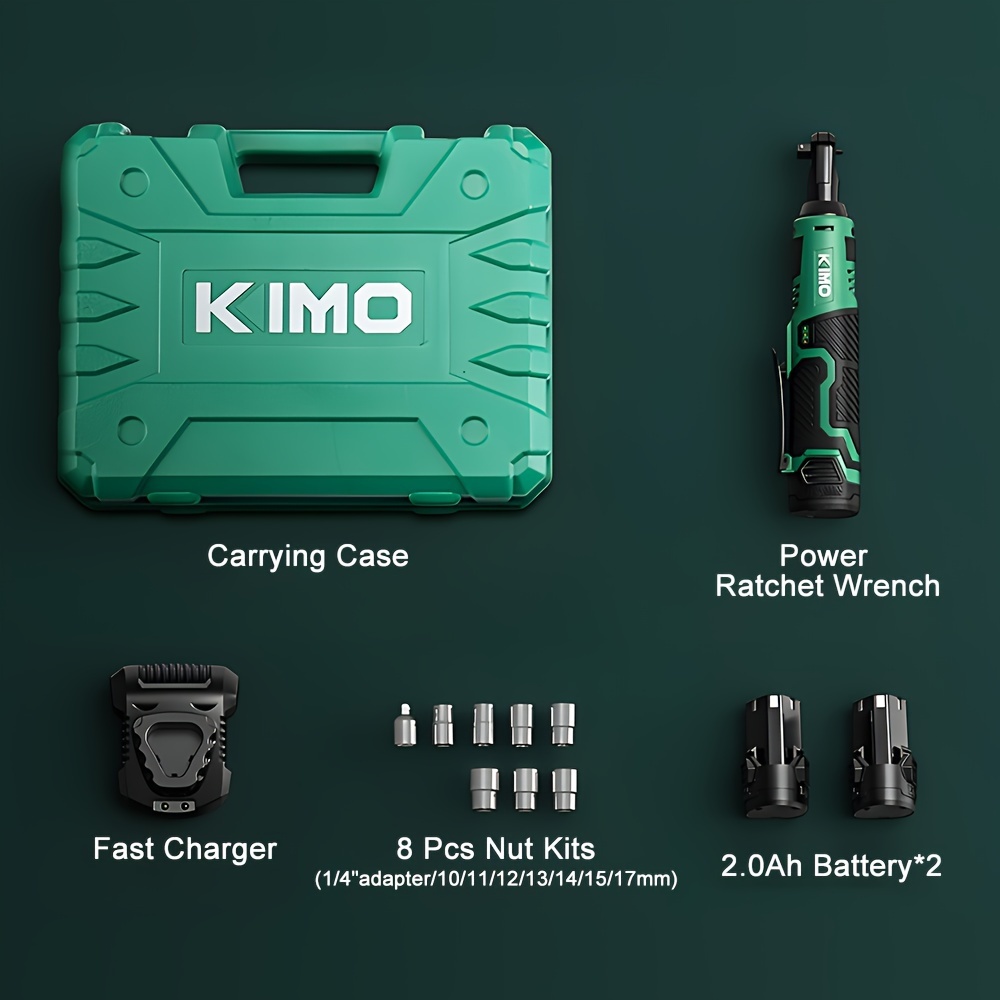   electric ratchet wrench cordless ratchet wrench set 3 8 inch 12v power tool 40ft lbs torque 400 rpm fast charger 2 0ah lithium   8 sockets included variable speed trigger fathers day gift for men   mechanics Product details 3