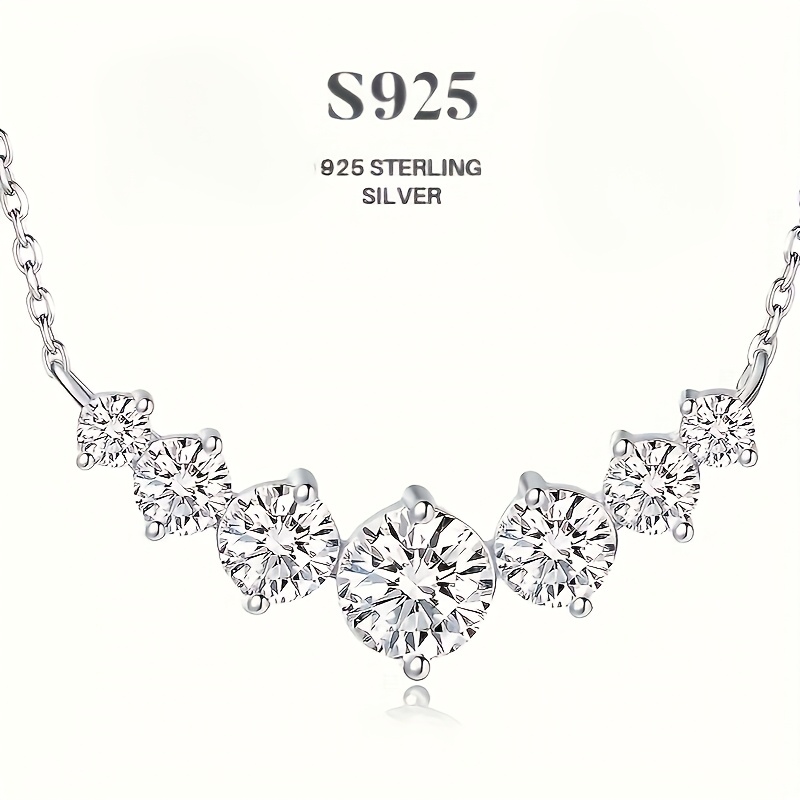 TEMU S925 With Moissanite Pendant Necklace, Stylish And Elegant, Suitable For Engagement, Wedding, Anniversary, And Celebrations.total Weight Of