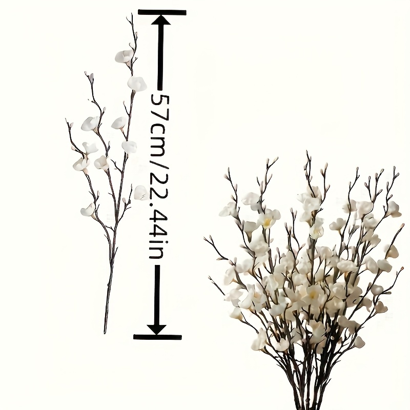 TEMU 2026 New 7 Elegant White Branches - Lifelike Long Stem Artificial Flowers, Perfect For Home, Office, Wedding, And Personal Decoration -