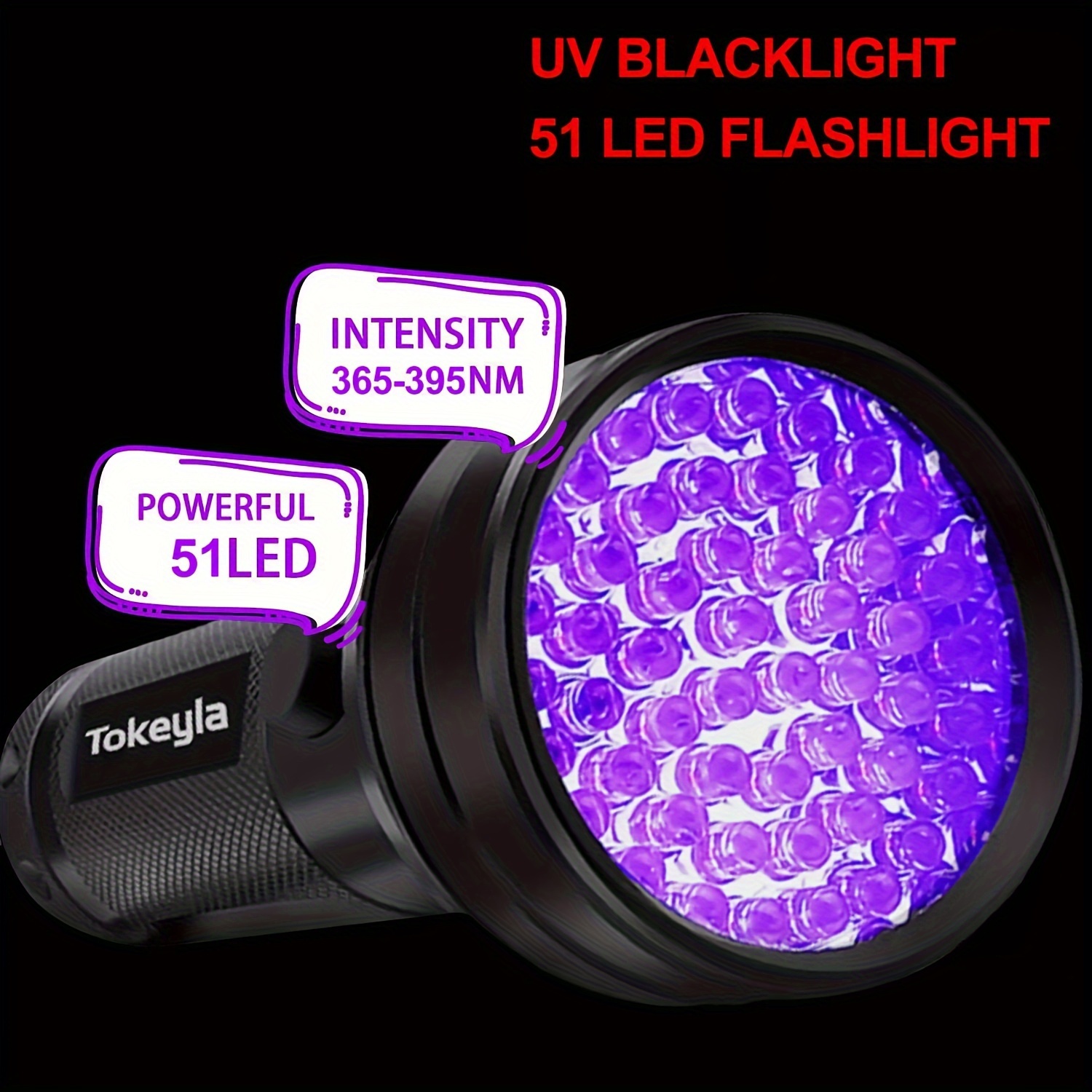 

1/2/6 Pc Uv Ultraviolet Detector Light 51 Led Flashlight Blacklight Inspection Lamp Torch (without Battery)