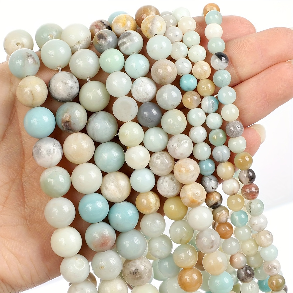 

Natural Stone Amazonite Round Beads For Jewelry Making - Loose Jasper Beads - Diy Bracelet Necklace - 15'' - 4/6/8/10mm - Artisanal Decorative Beads