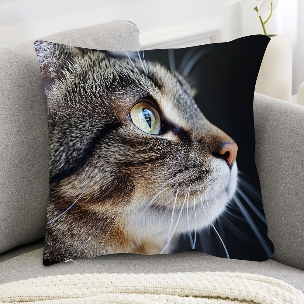 

1pc Contemporary Photo Pillow Cover, 18x18inch, Short Plush Double-sided Print, Hand Wash Only, Zipper Closure, Woven Polyester Decorative Throw For Room Types (pillow Insert Not Included)