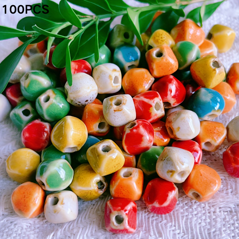 100 Mixed Ceramic Beads for DIY Jewelry Making Materials