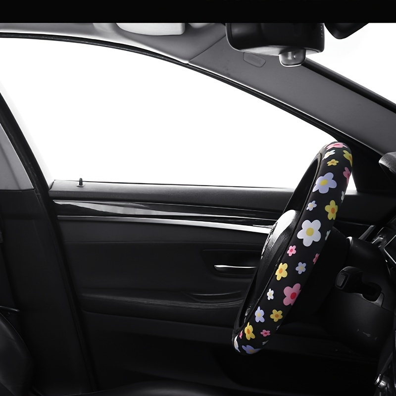 

Sweet Floral Print Steering Wheel Cover For Women, No-inner Ring, , Washable Fit - Car Interior Accessory, Cute Car Accessories