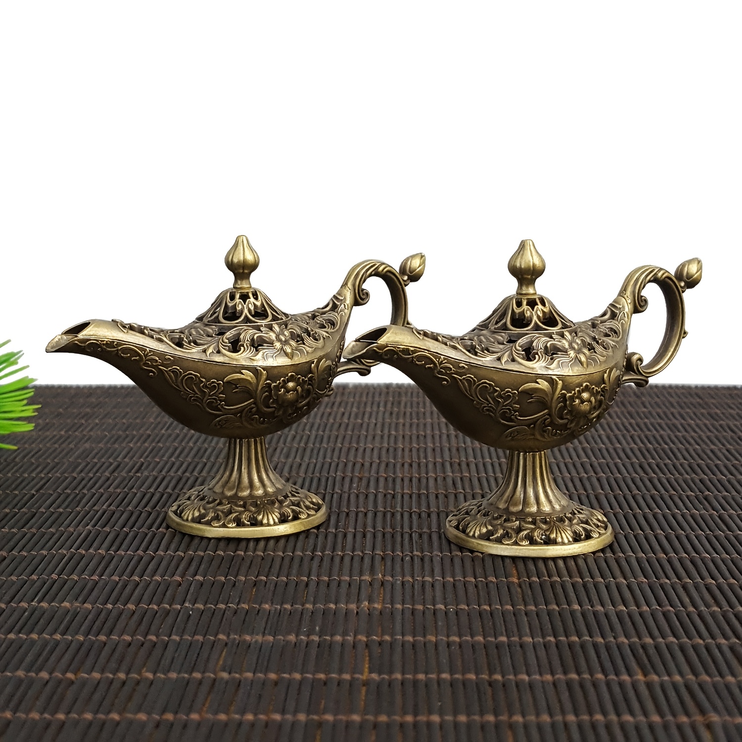 TEMU 2er-Set, Aladins Lampe Weihrauchhalter mit Vintage-Muster glückverheißender Wolken, Brenner-Ornament für den Innenbereich, geeignet für Ramadan,
