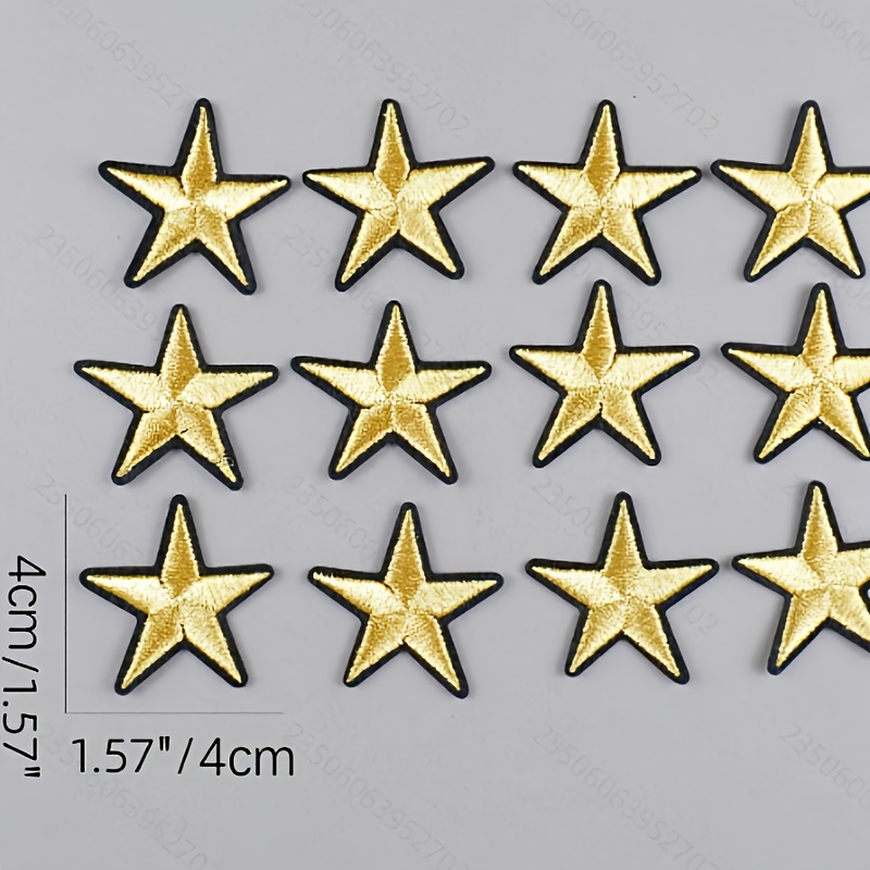 E-shop 12 Stück Fünfzackige Stern-Stickpatches für Kleidung, , Schuhe, Hüte, Wohnaccessoires, Bügelaufnäher