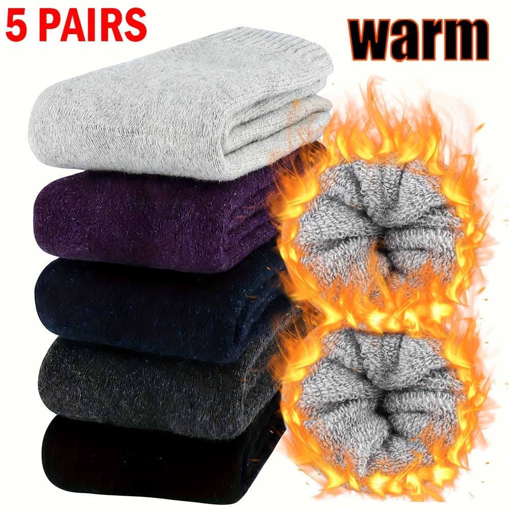 

5 paires de chaussettes de randonnée thermiques, confortables et chaudes, unisexes, 35 % laine, cadeaux pour et l'hiver, chaussettes et bonneterie pour femmes