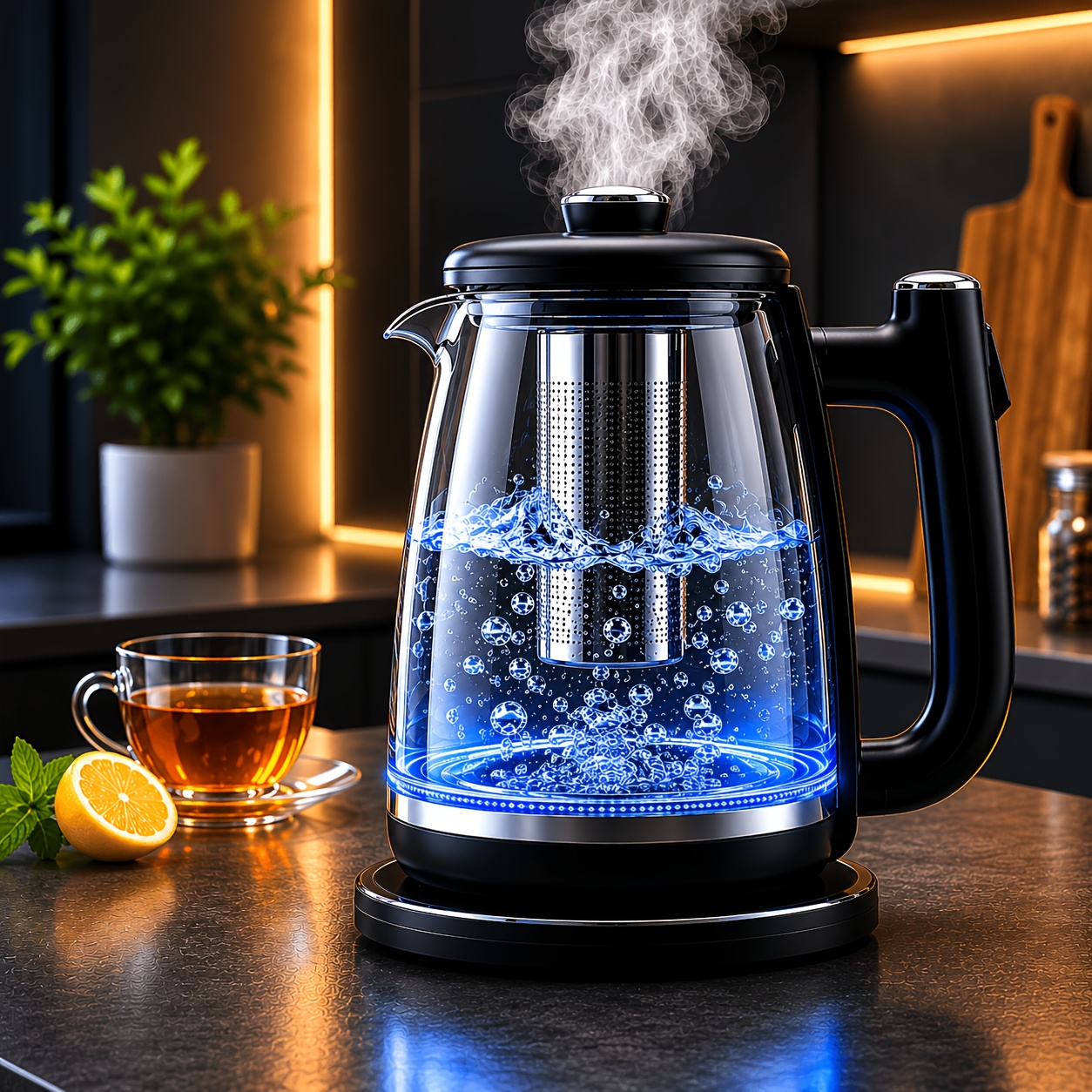 TEMU Bouilloire Électrique avec Infuseur à Thé Amovible, Grande Capacité de 1,8 L en Acier Inoxydable, Bouilloire Électrique à Ébullition Rapide,