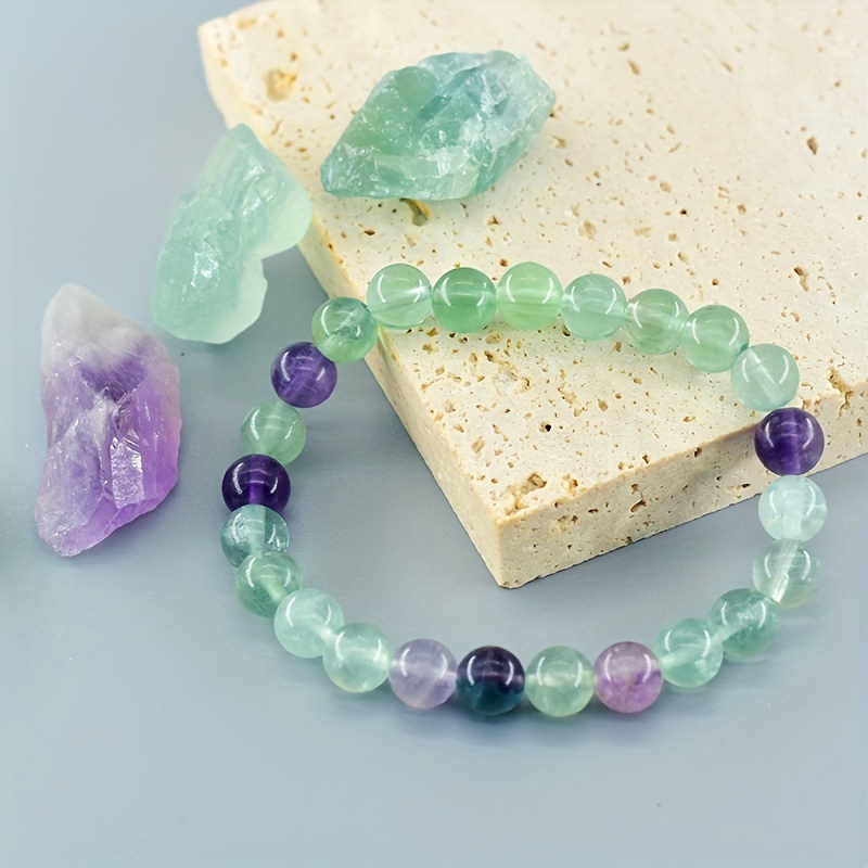 

Chic Natural Stone Fluorite Stretch Bracelet - & Elegant, Casual Attire Or , Ideal Valentine's Gift, Thanksgiving