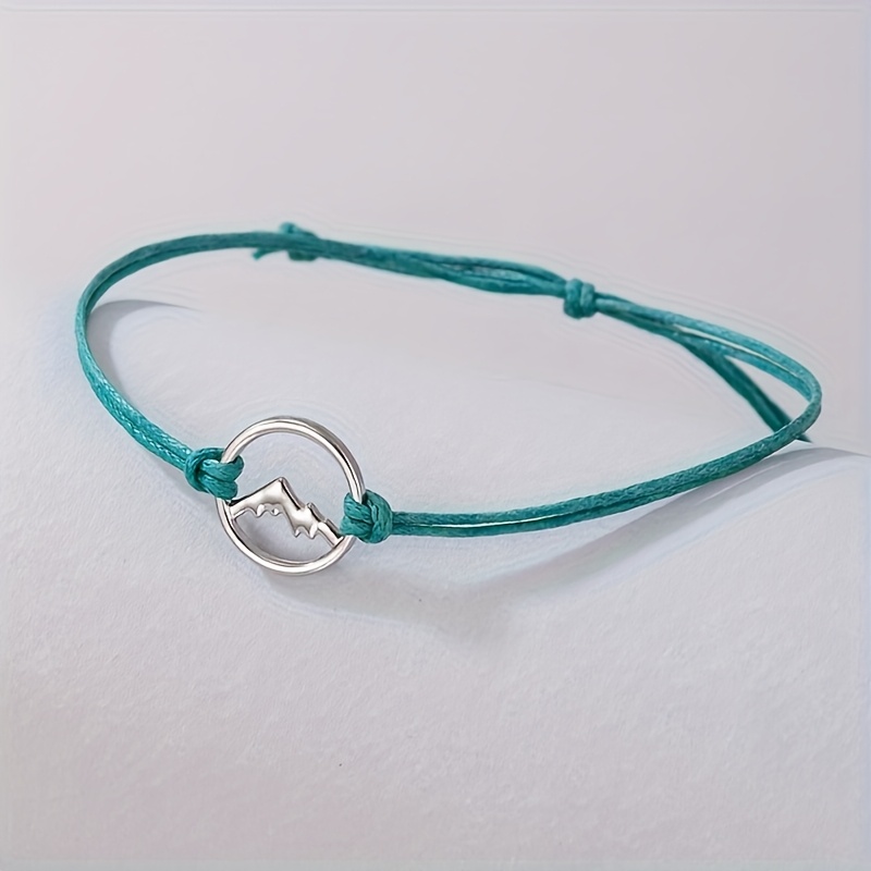Nautical Green Rope Wax Bangle Bracelet Geometric Circular Wave