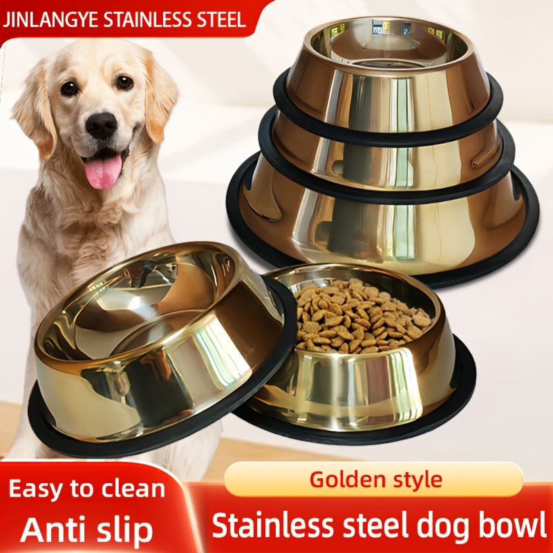 

Stainless Steel Pet Bowls For Dogs And Cats, , Anti-slip, Easy To Clean, Bite-resistant, Spill-proof, For Golden Feeding Dishes For Pets, Without Battery