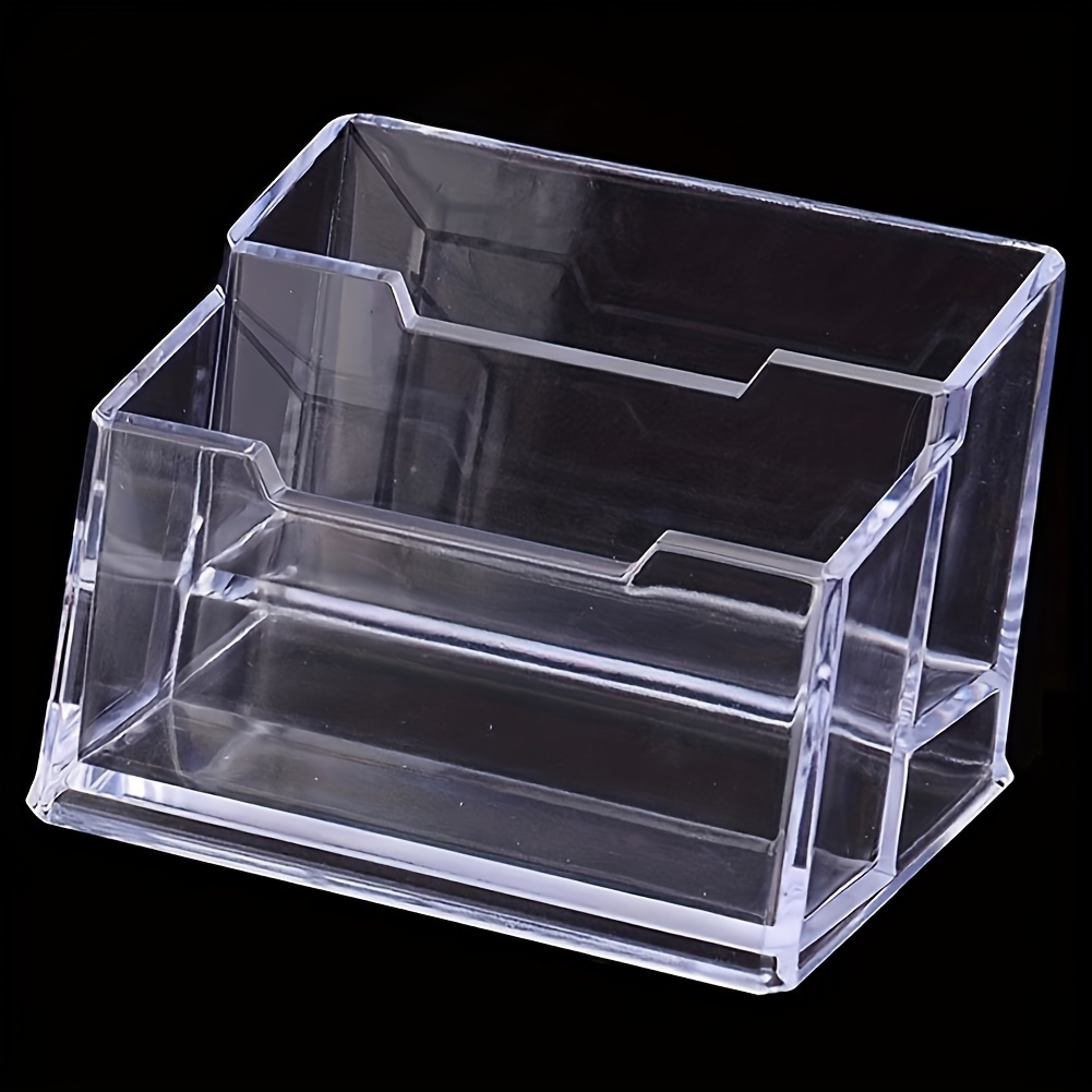 Clear Acrylic Business Card Holder Stand - Horizontal 1 Slot Desk Organizer  For Men & Women, Holds 50+ Cards Business Card Holder Desk