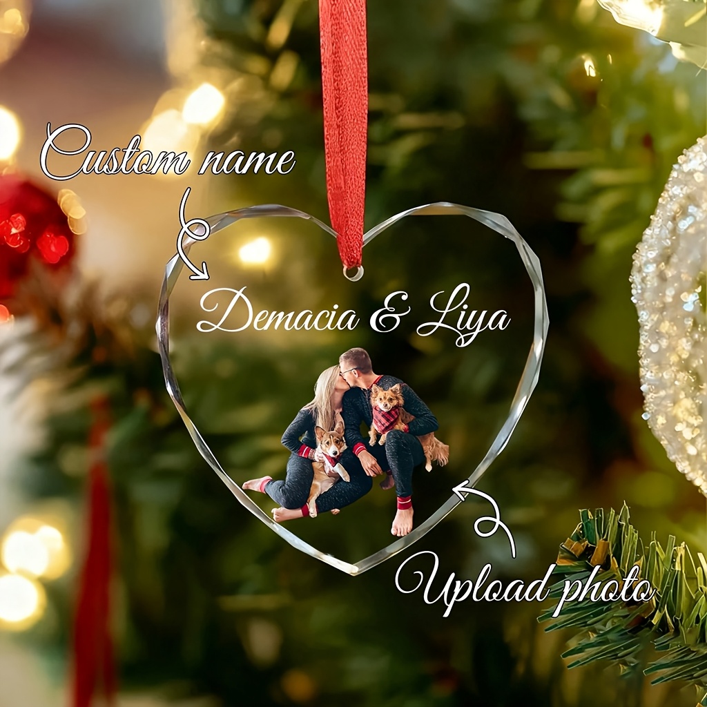 TEMU 2d Flat, Custom Photo And Name Ornament. Personalized Picture Ornaments For Christmas Tree, Married Ornament, Best Gift For Family, , Wedding,