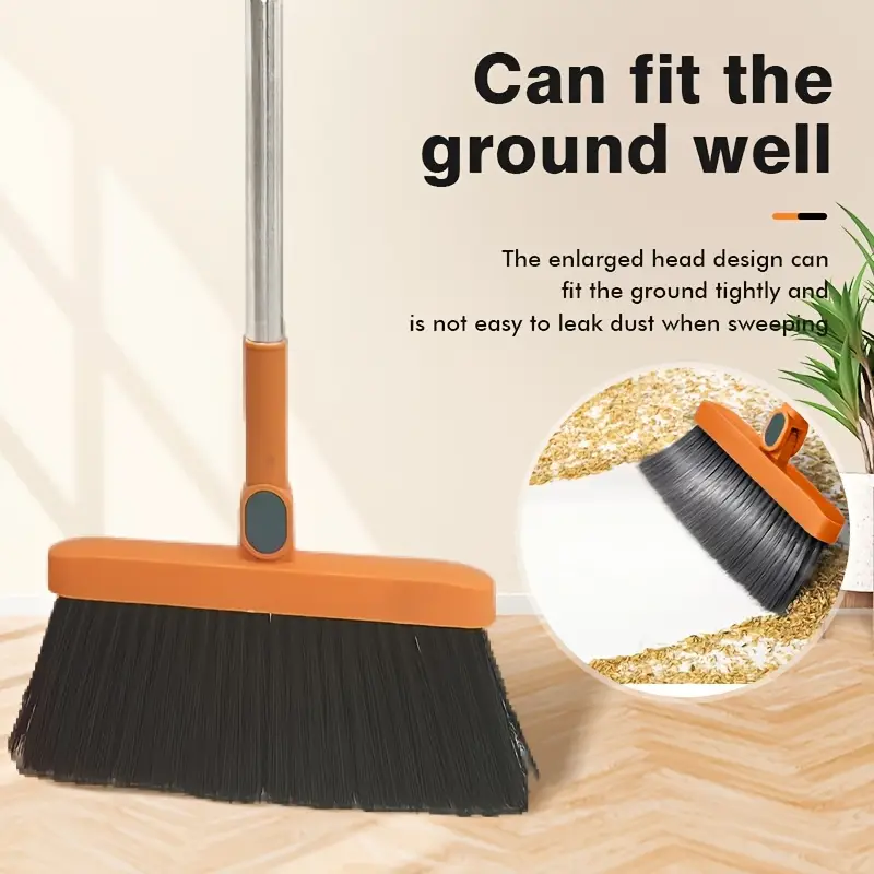 household broom set long handled floor cleaning broom dustpan set rotatable broom and dustpan with comb used for removing dust and garbage suitable for homes kitchens rooms offices cleaning tools and back to school supplies Product details 5