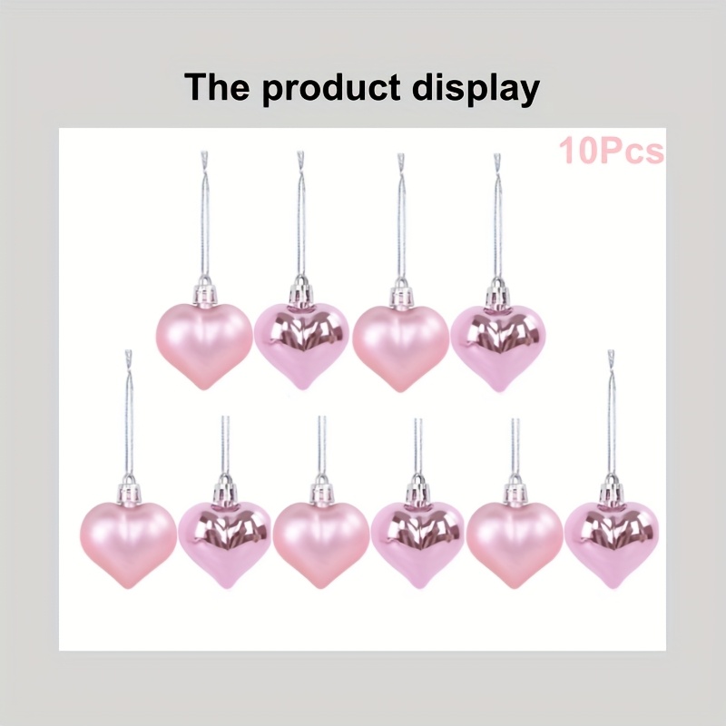 Image of 10/16pcs Valentine's Day Decorations Pendant, Plastic Heart-shaped Ornament, Christmas Tree Ornaments Home Decor Supplies New Year Party Gift, Suitable For Festival Decorations