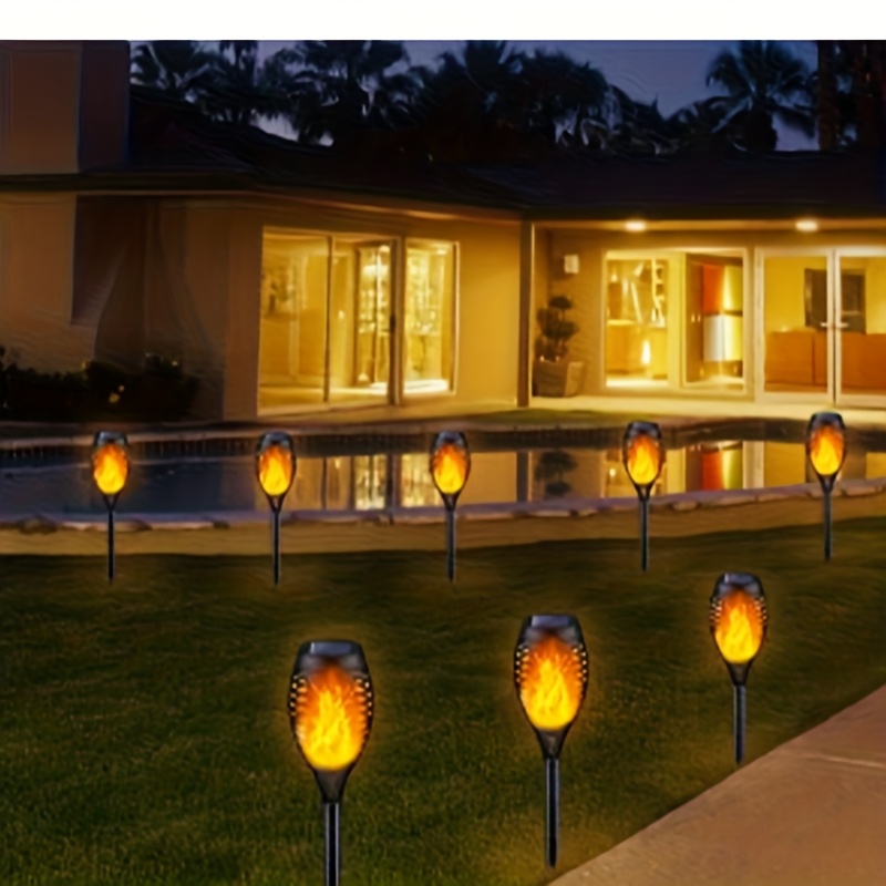 4 to 20pcs Outdoor Solar Torch Lights Warm LED Flame Effect for Yard Garden Decor IP55