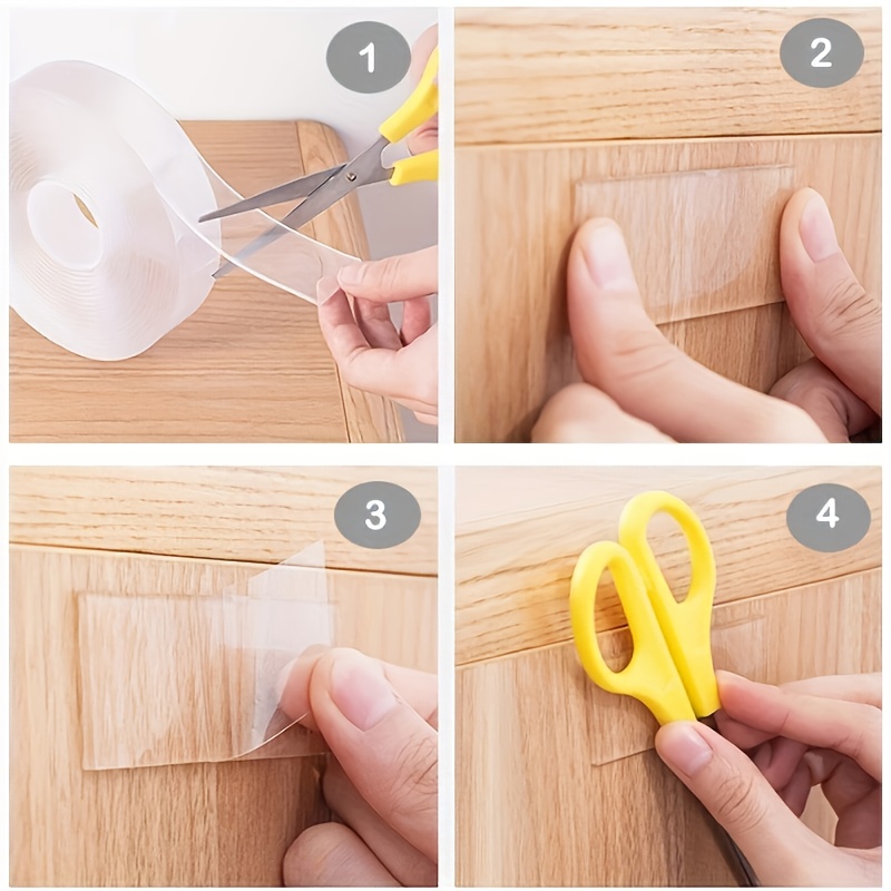 TEMU Heavy-duty Nano Double-sided Tape - Reusable, Trace-free Washable - Strong Adhesive Strips For Home, Office, And Car Use