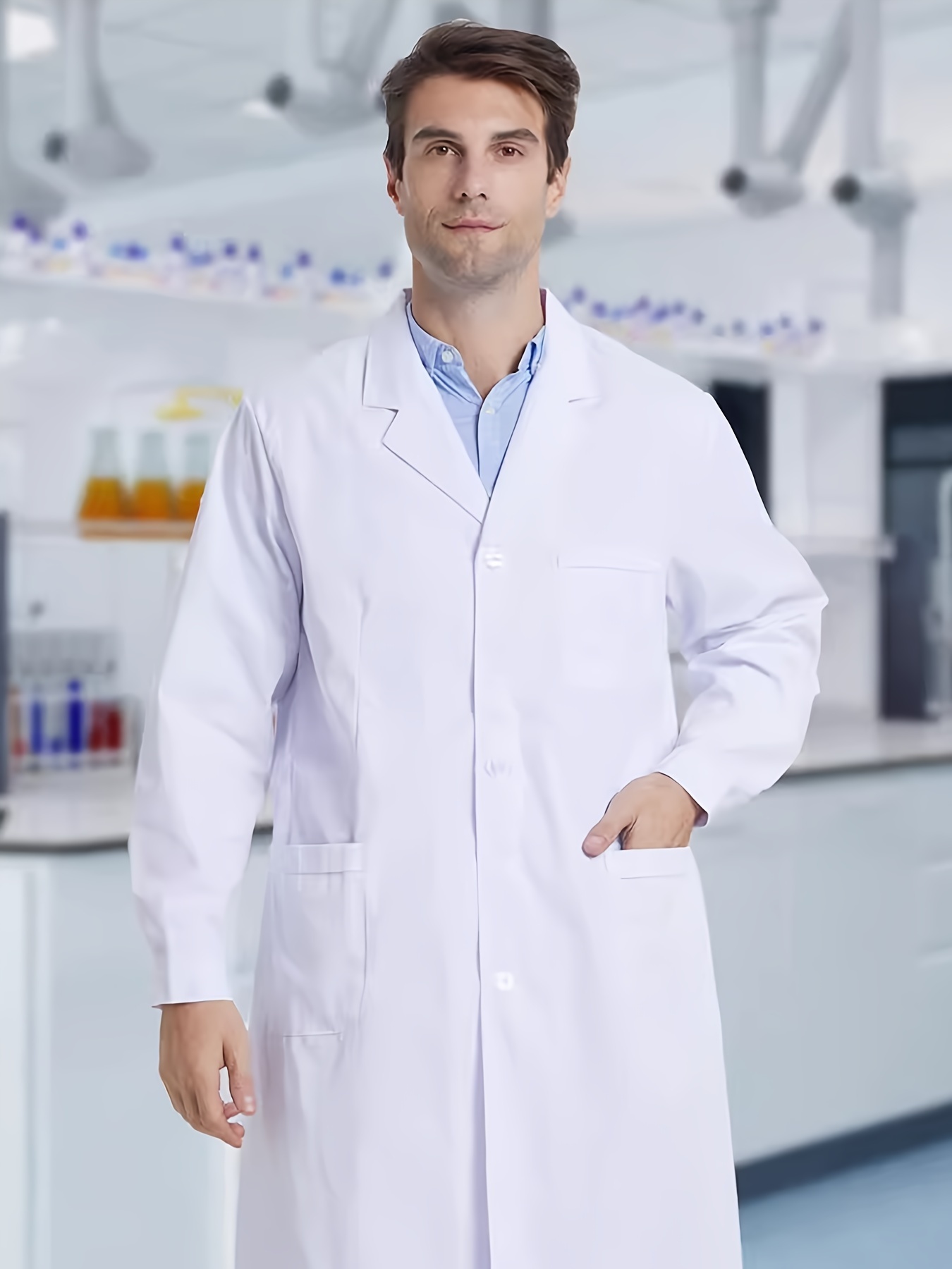 Mens White Nurse Jacket Mens Laboratory Jacket White Long Sleeve