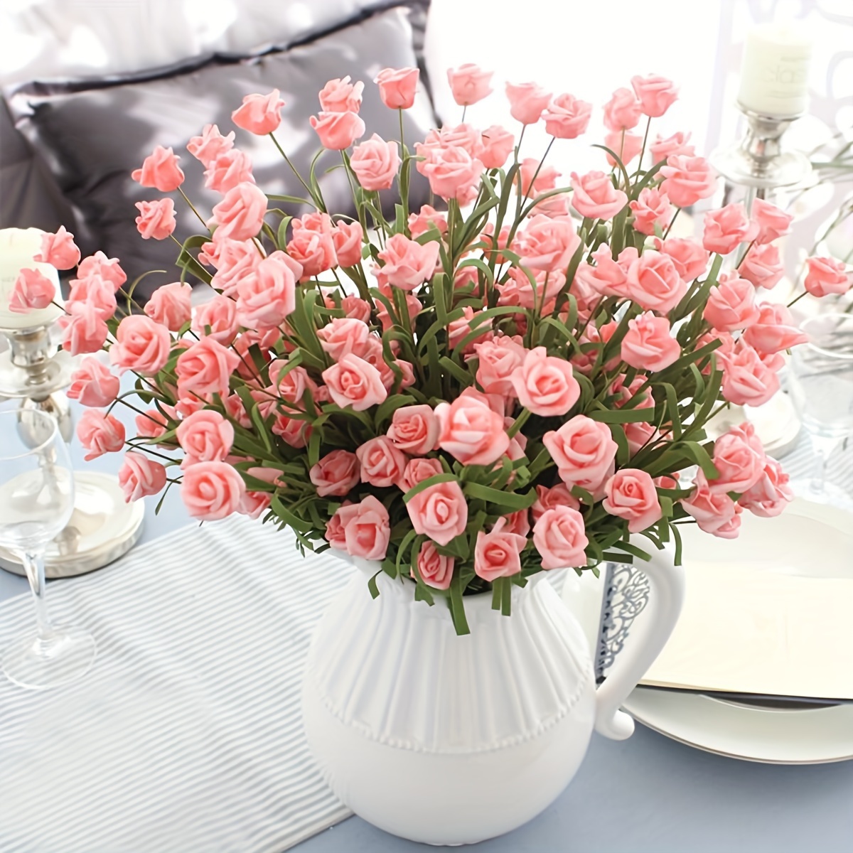 HDGSAFD Lot 25 Fleurs Artificielles Roses - Décoration Maison Mariage - Fleurs En Soie 5cm
