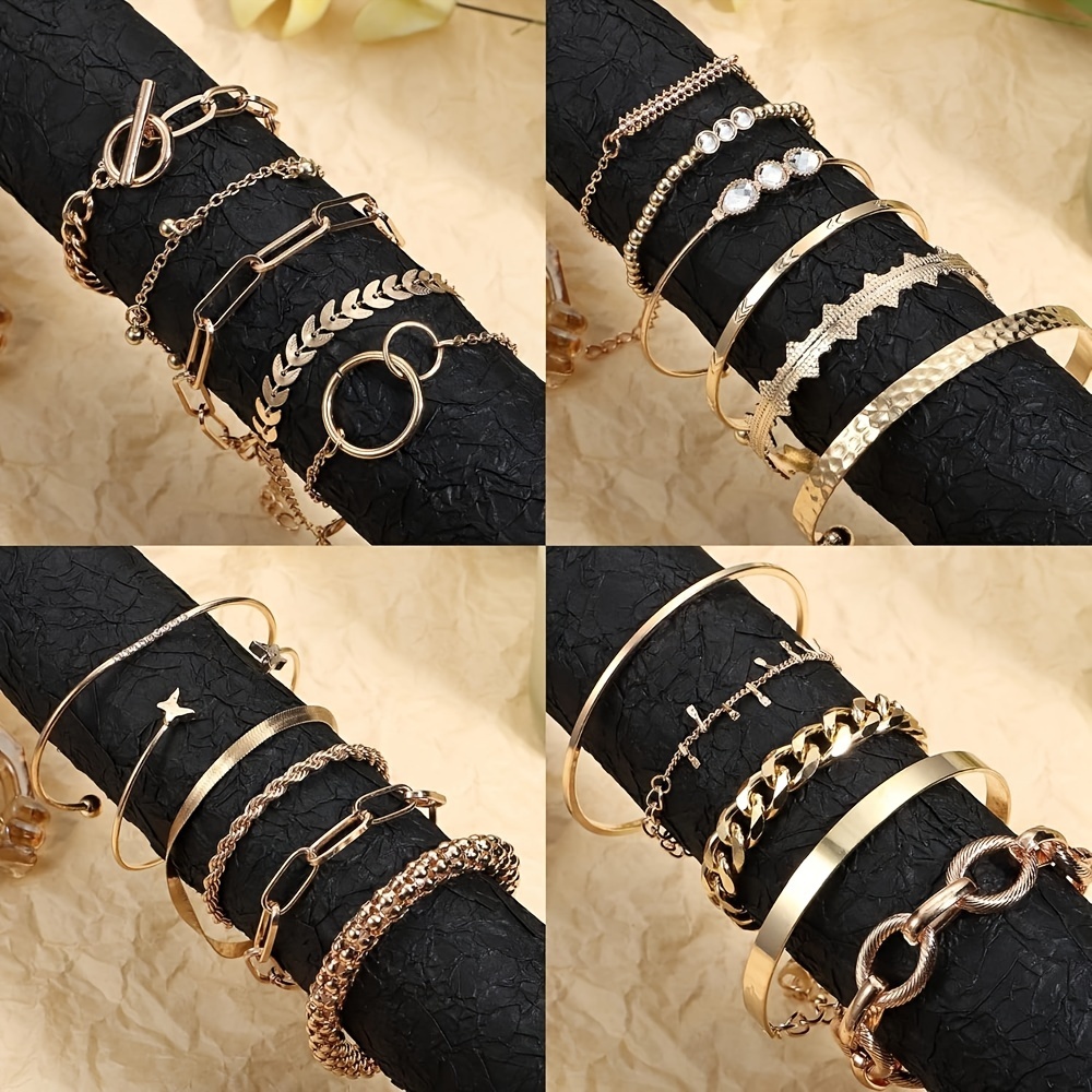 27pcs Golden Stackable Chain Bracelet Set for Women Boho Dainty Multiple Layered