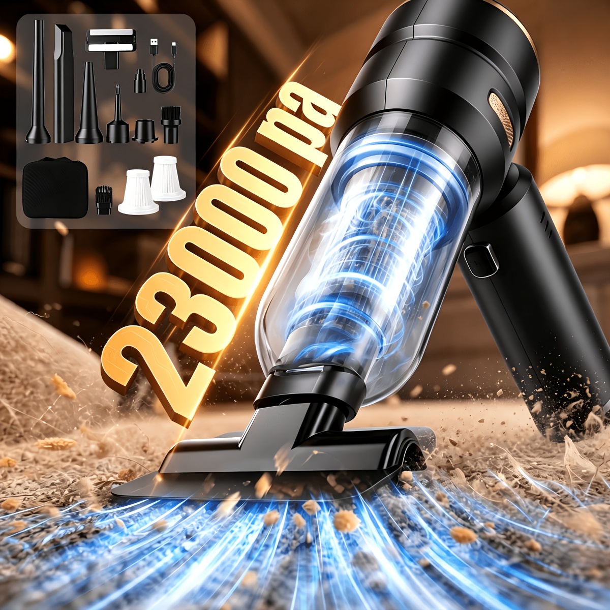 Image of Cordless Handheld Vacuum Cleaner 9-in-1 - Powerful Lithium-ion With Hepa Filter, Lightweight For Car & Home, Pet Hair, Sofa & Carpet
