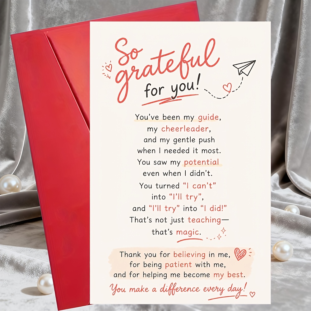 TEMU 1 Greeting Card And 1 Envelope Thank You Greeting Card For Teacher Mentor Or Boss Appreciation Flat Note Card For Gratitude And Encouragement