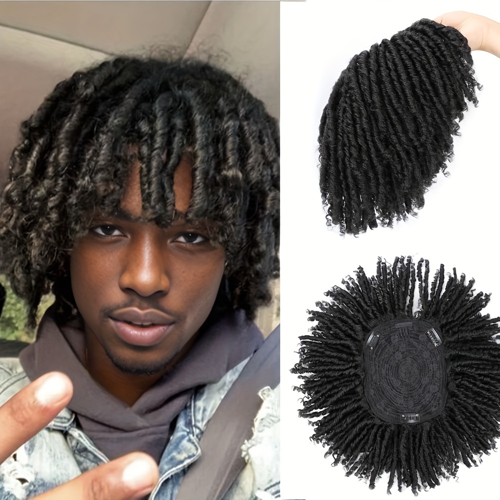 

Show Men's Afro Curly Kinky Dreadlock Clip-in Topper Wig - Synthetic Hair Half Wig With Braided Dreadlocks For African Style, Basics, 6-inch, 110g