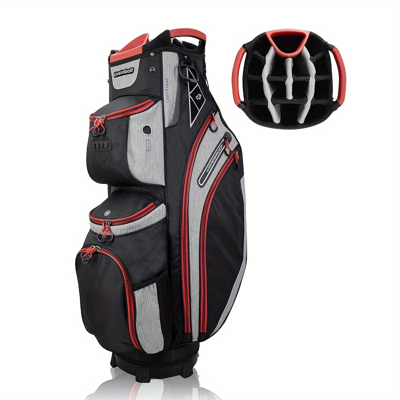 

Livsingolf 14 Way Golf Cart Bag For Push Bag Design Full Length With Cooler, Rain Hood, Putter Well