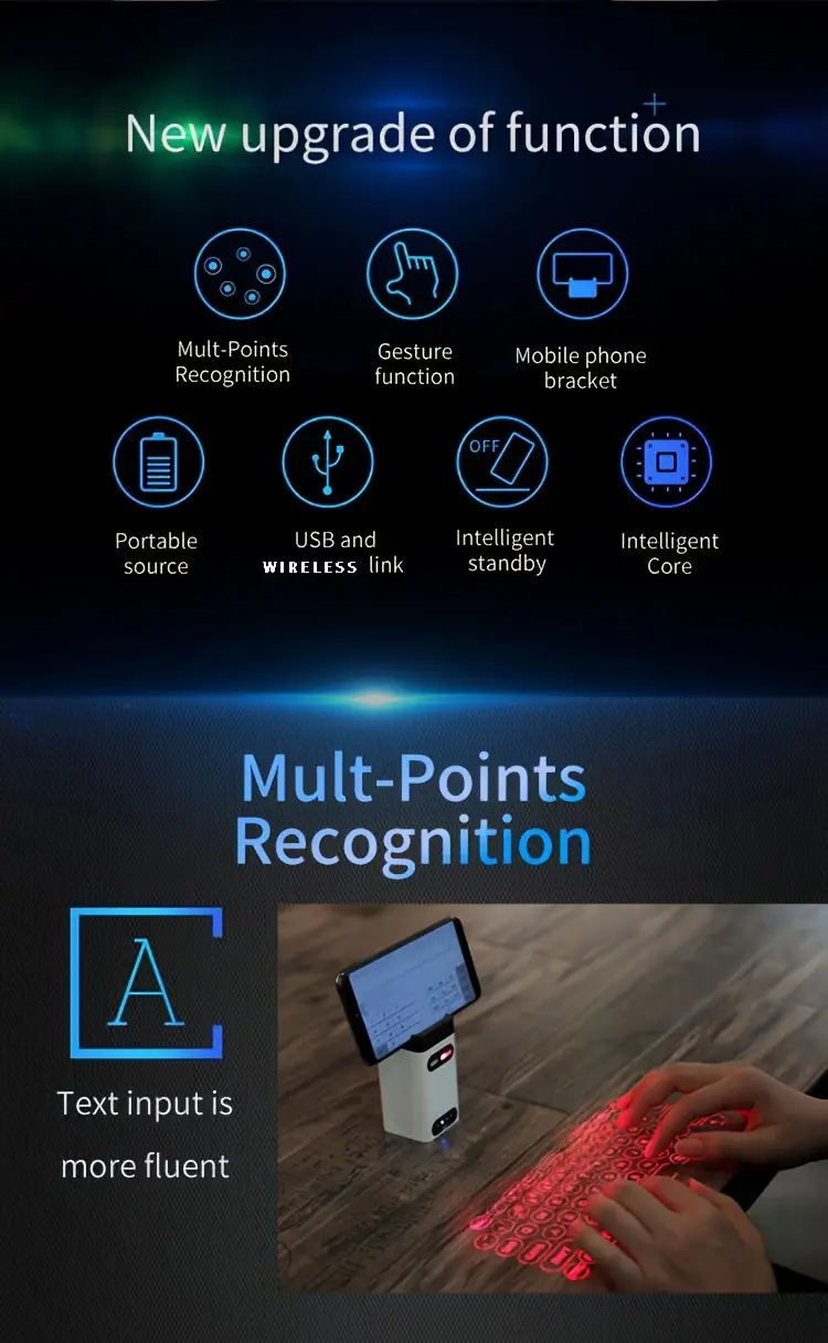 wireless virtual keyboard portable mini projection keyboard for smart phone pc tablets keyboard projector details 7