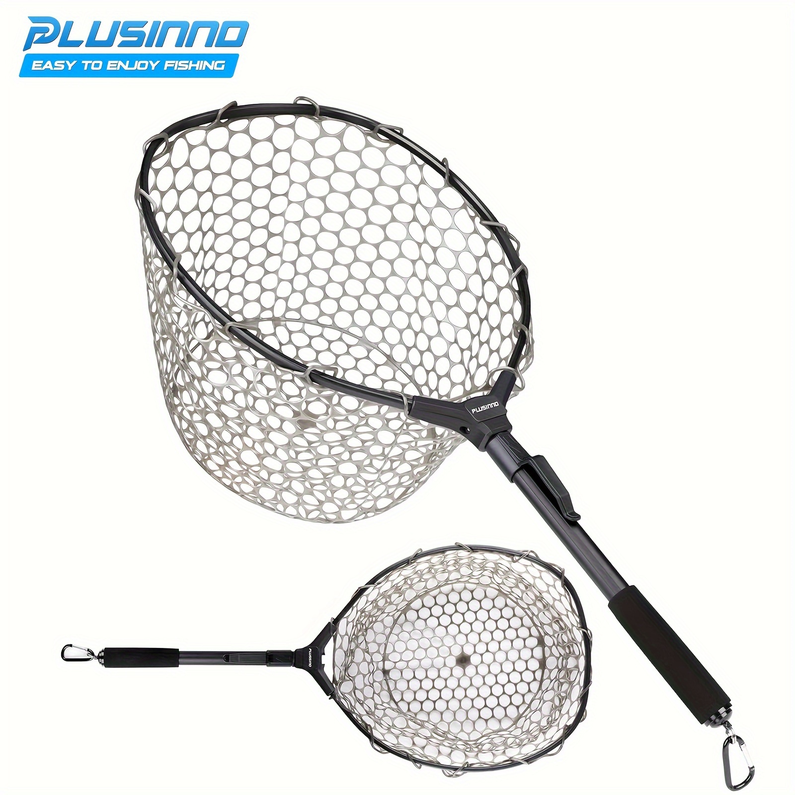 

Plusinno Fly Fishing Net Fish Net, Trout Bass Rubber Mesh Net