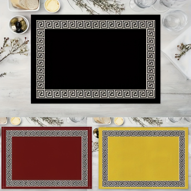 

Set Of 4 Solid Color Linen Blend Table Placemats - Woven Rectangular Heat-resistant Hanukkah Dining Decor Accessories - Machine Washable High-quality Patterned Table Mats