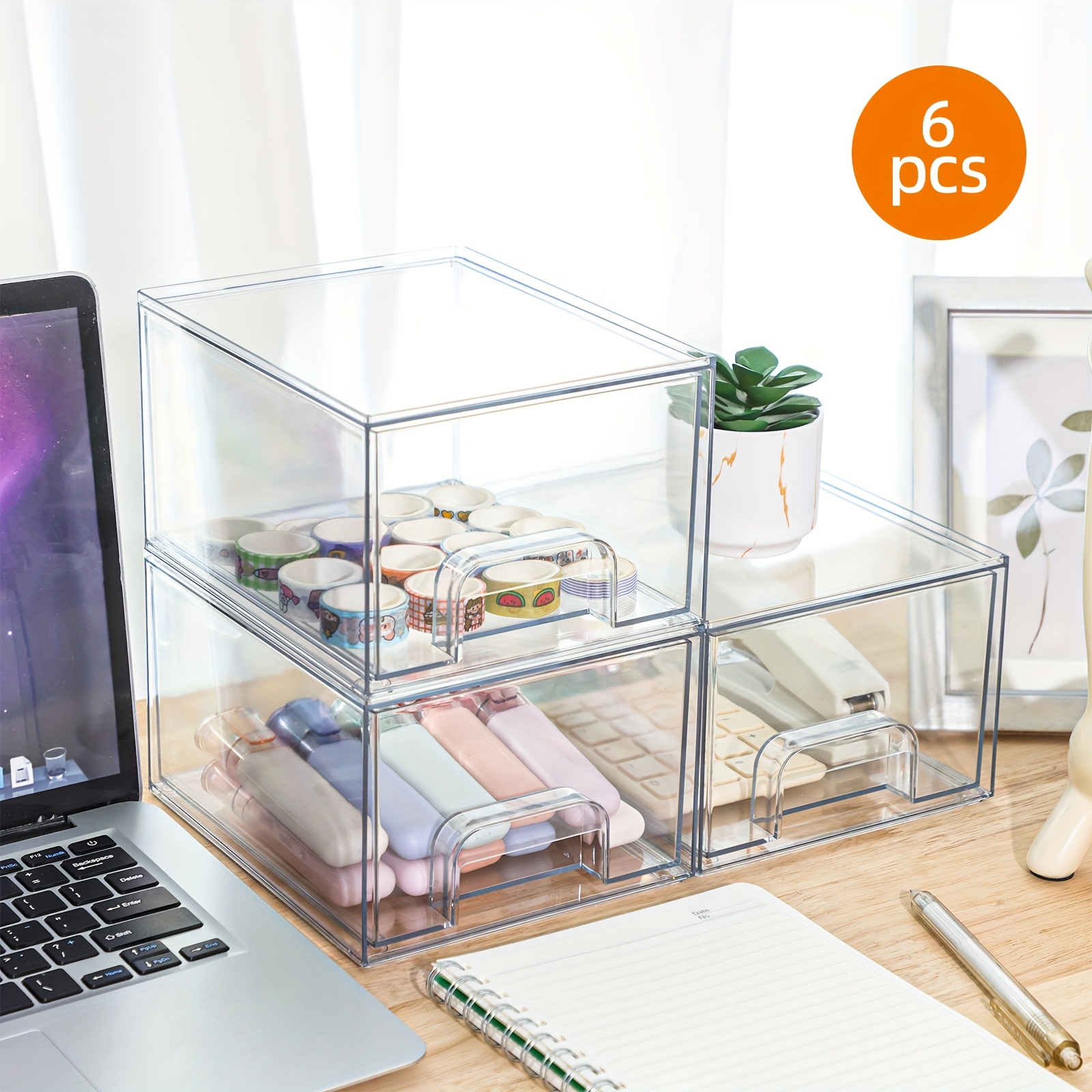   6pcs 12pcs 7 4in acrylic jewelry storage drawers clear stackable organizer boxes jewelry display bins storage for necklaces rings accessories makeups Product details 4