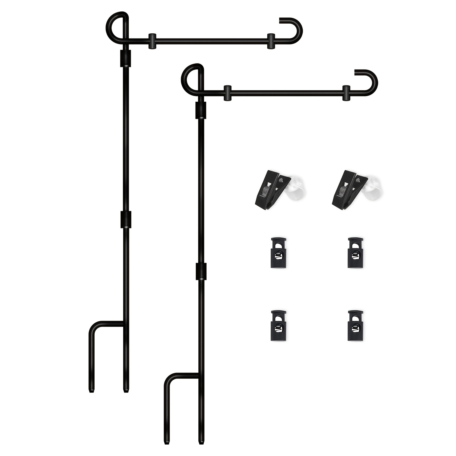 TEMU Szhlux Garden Flag Stand | 35.4" Black Metal Outdoor With & Spring Stoppers | Weather-resistant, Powder-coated Finish | Easy Assembly For Yard