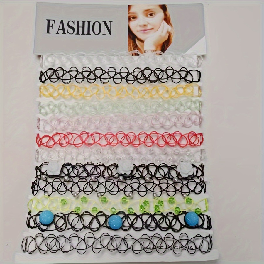 Fish Line Collarbone Necklace Set - 12pcs Colorful Chain Collection