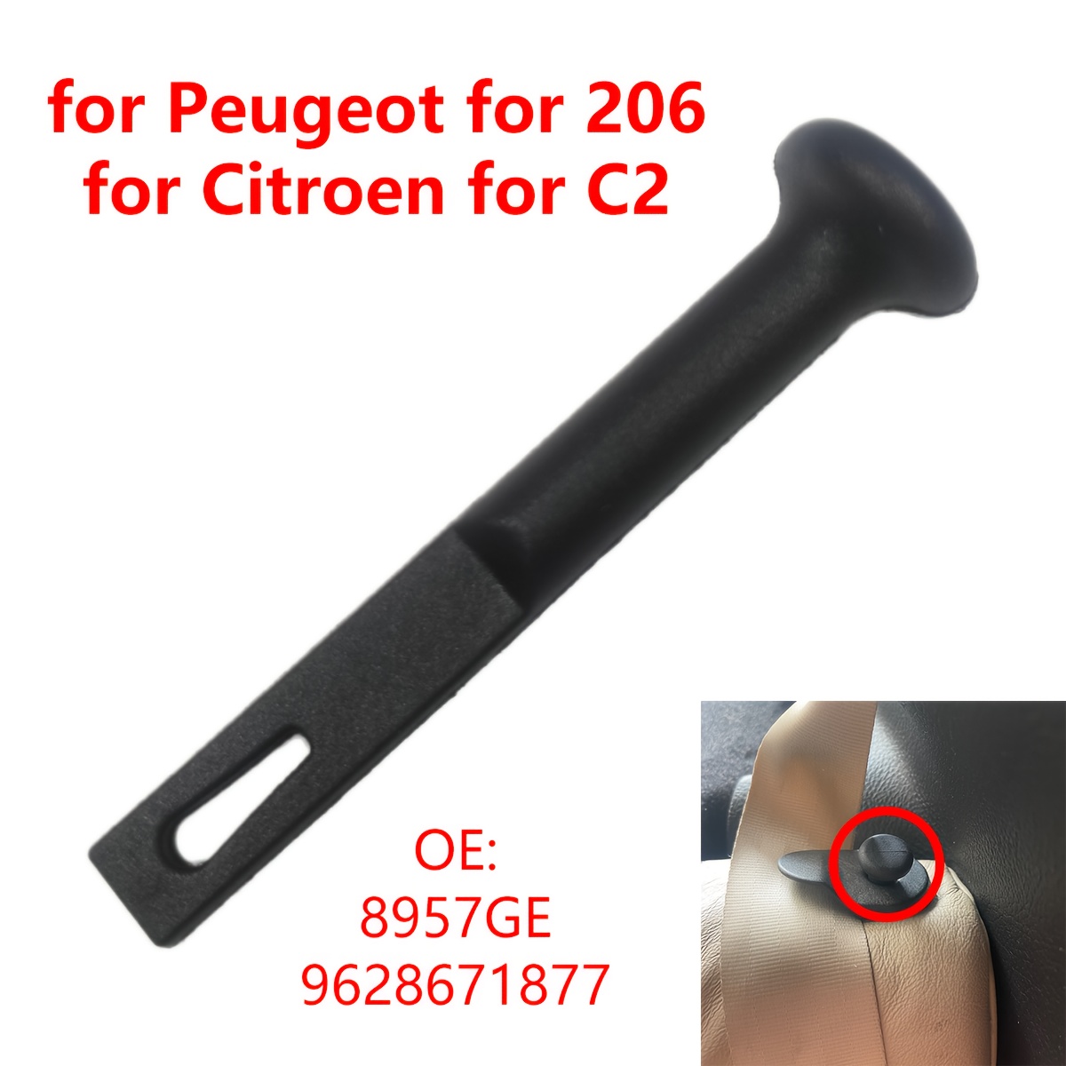 TEMU 8957GE de control de bisagra del asiento trasero del coche, de guía de perno de respaldo para , 207, Citroen C2
