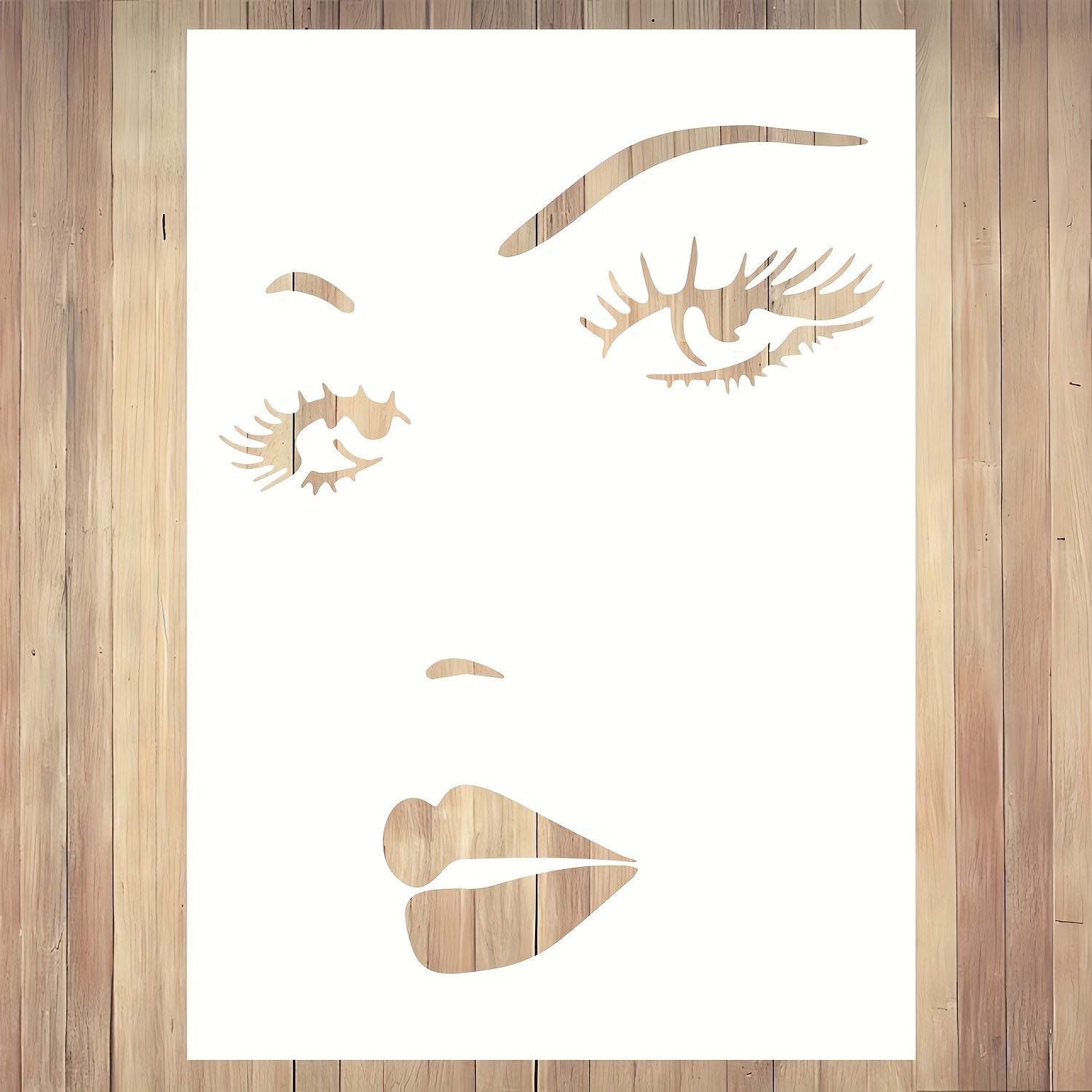 E-shop Wiederverwendbare Gesichtsschablone für Frauen 11,7x8,3 Zoll - Detaillierte Augenbrauen-, Augen- & Lippenmuster für Wandkunst, Möbel,