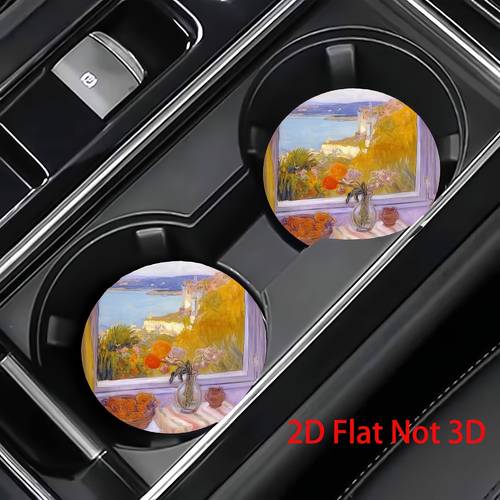 2pcs warm coastal car coasters easy to clean coasters womens car interior decoration additions gifts for home dining table coasters absorbent and non slip car cup holder coasters