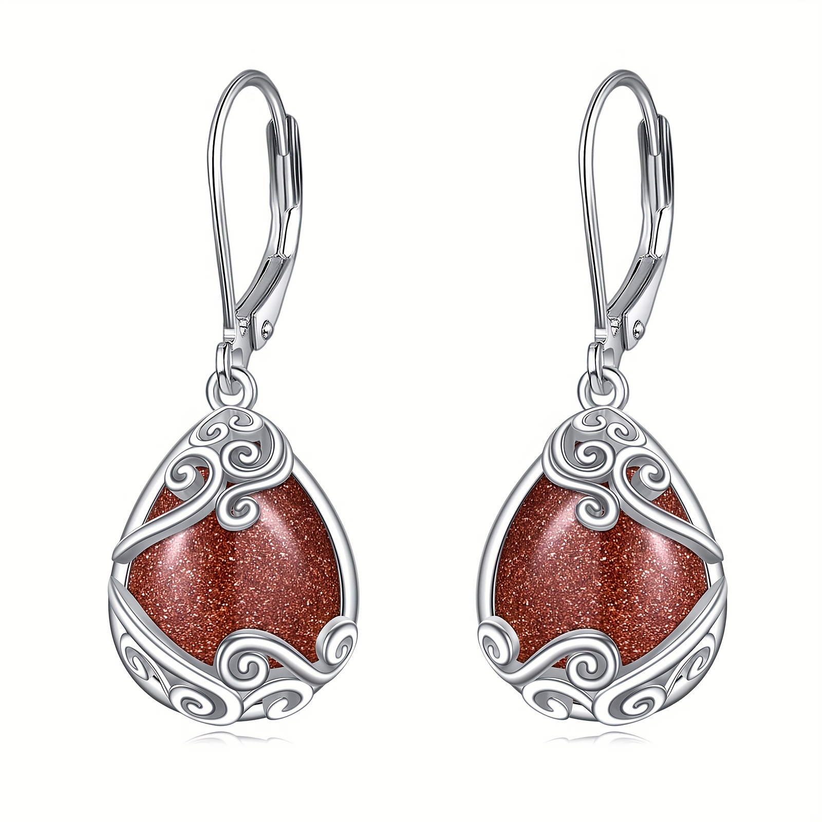 925 sterling silver   stone   drop dangle teardrop earrings leverback earrings for women jewelry gifts Product details 3
