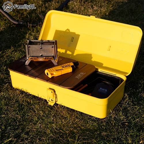 yellow aluminum alloy toolbox classic rectangular storage box with closure non waterproof ideal for camping gardening outdoor use camping accessorie box cabinet rack for outdoor storage