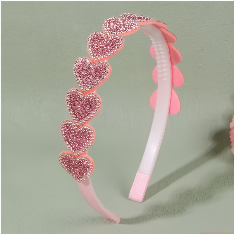 TEMU 1pc Of Shiny Heart-shaped Rhinestone Headband, 's Day Themed Hair Additions, Create Sweet Hairstyle Decoration, Perfect Gift For Women