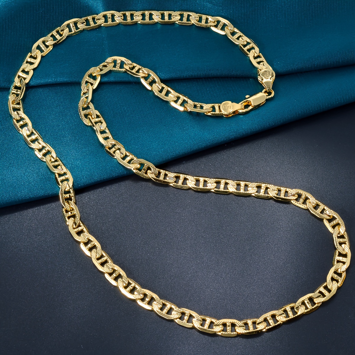 ZEADEAR Geometric Copper Chain Necklace 6mm Wide Embossed Blade