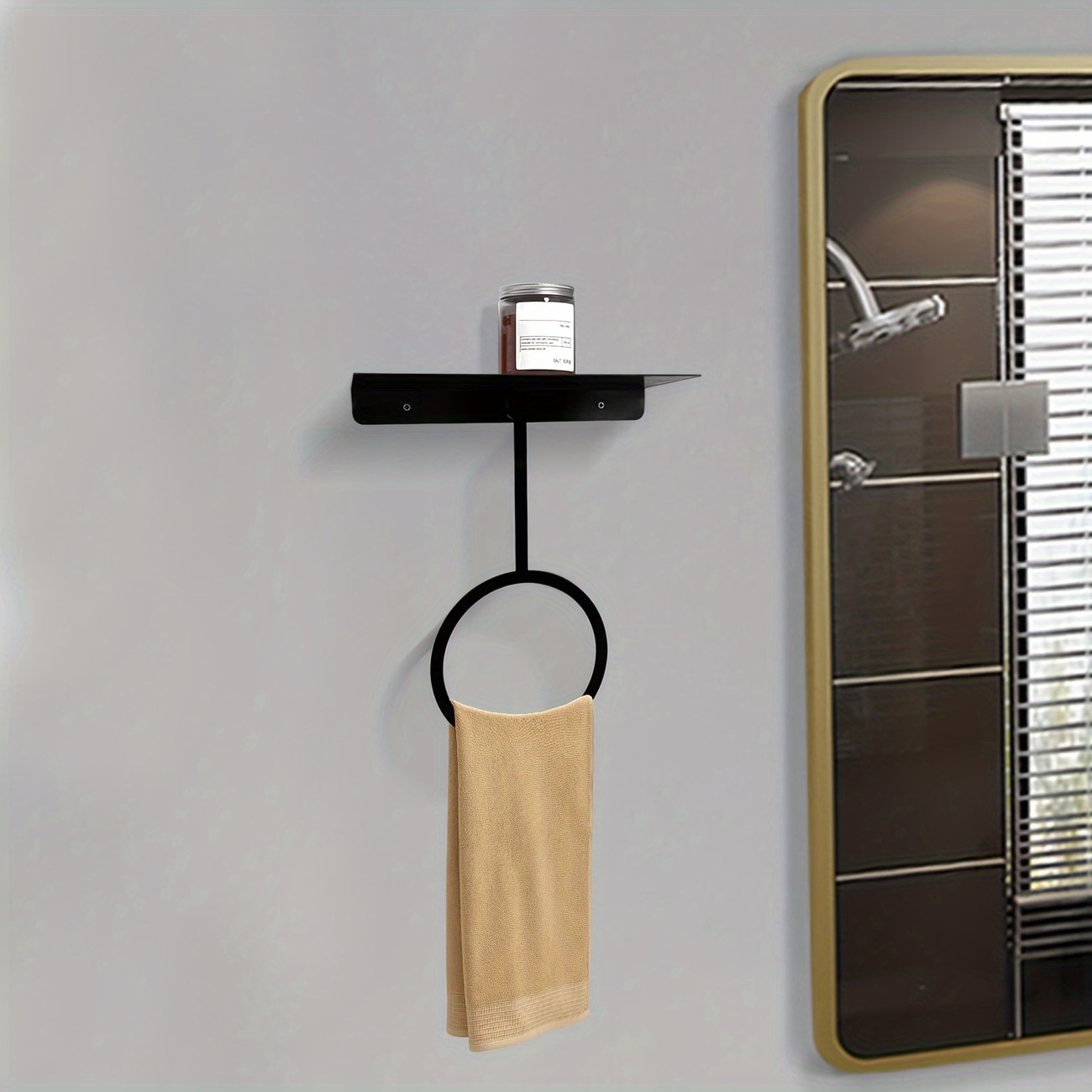 Black Towel Rack Bathroom Non punching Stainless Steel - Temu
