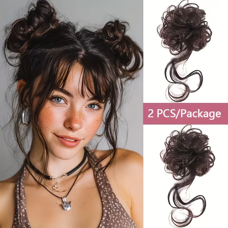 TEMU Set (2 stuks) Drakenbaard Haarstijl Pruik, Dames Haarband, Krullende Haar Pruik, Nieuwe Pruik, Haarstijl, Gesimuleerde Pruik Verpakking, Reizen,