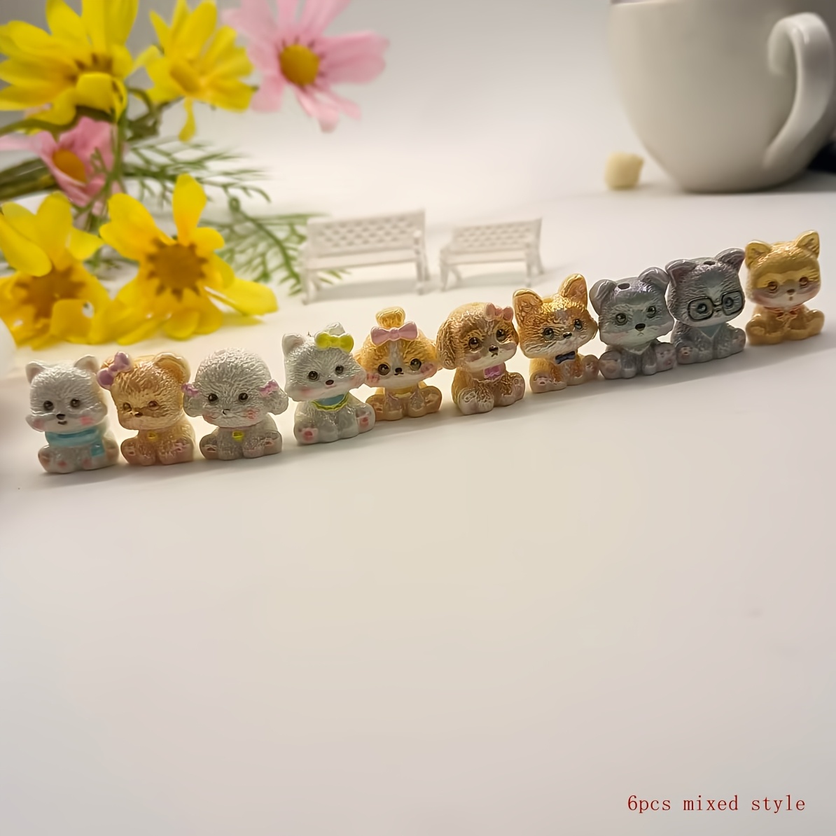 TEMU 6 pezzi Corgi Cucciolo Vivace Foro Decorazione Perline Decorazione Adatta per Regalo Festivo Penna Perline Catena Perline Aggiunte Decorative