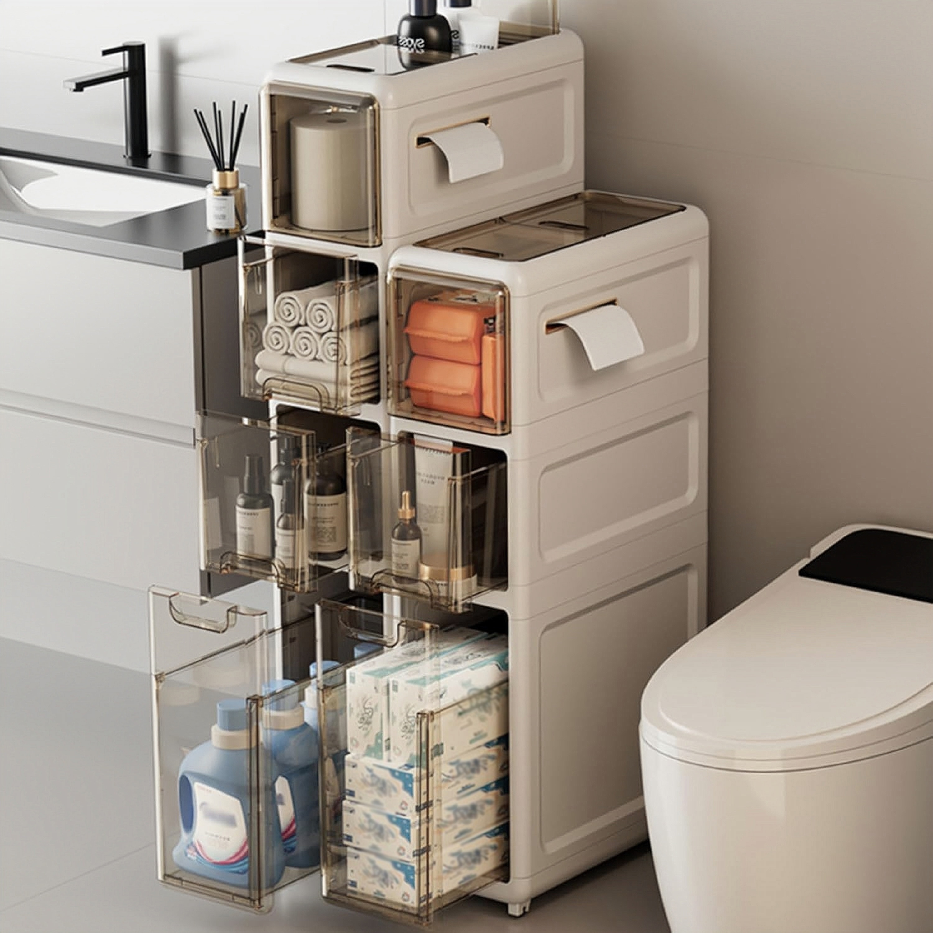 Toilet buy Tissue Storage Tower Bathroom Storage Floor Cabinet