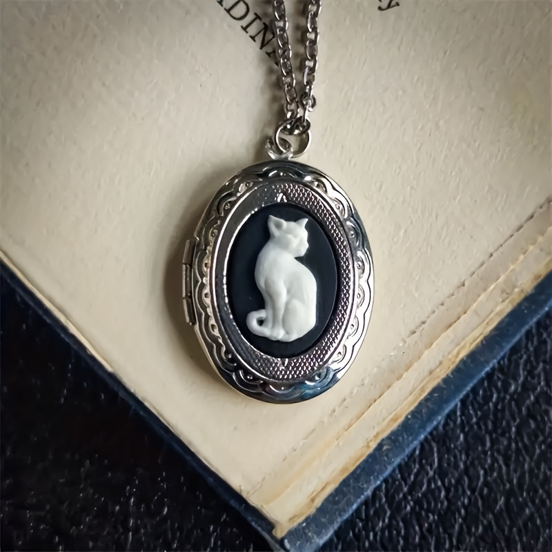 TEMU Collana con ciondolo a motivo di gattino che pu簷 e chiusa, stile universitario versatile per coppie