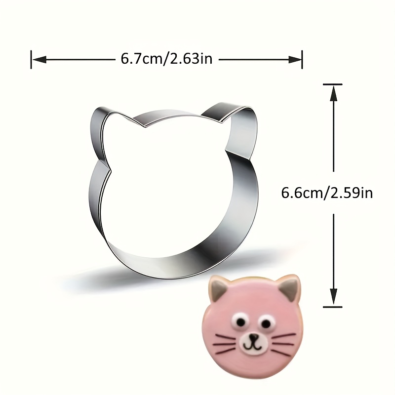 1pc Cute Cat-shaped Cookie Cutter, Made Of Stainless Steel, An Essential Tool For, Mini Sandwich Cutter - Suitable For Baking, Soft Candies, Fruits, And More